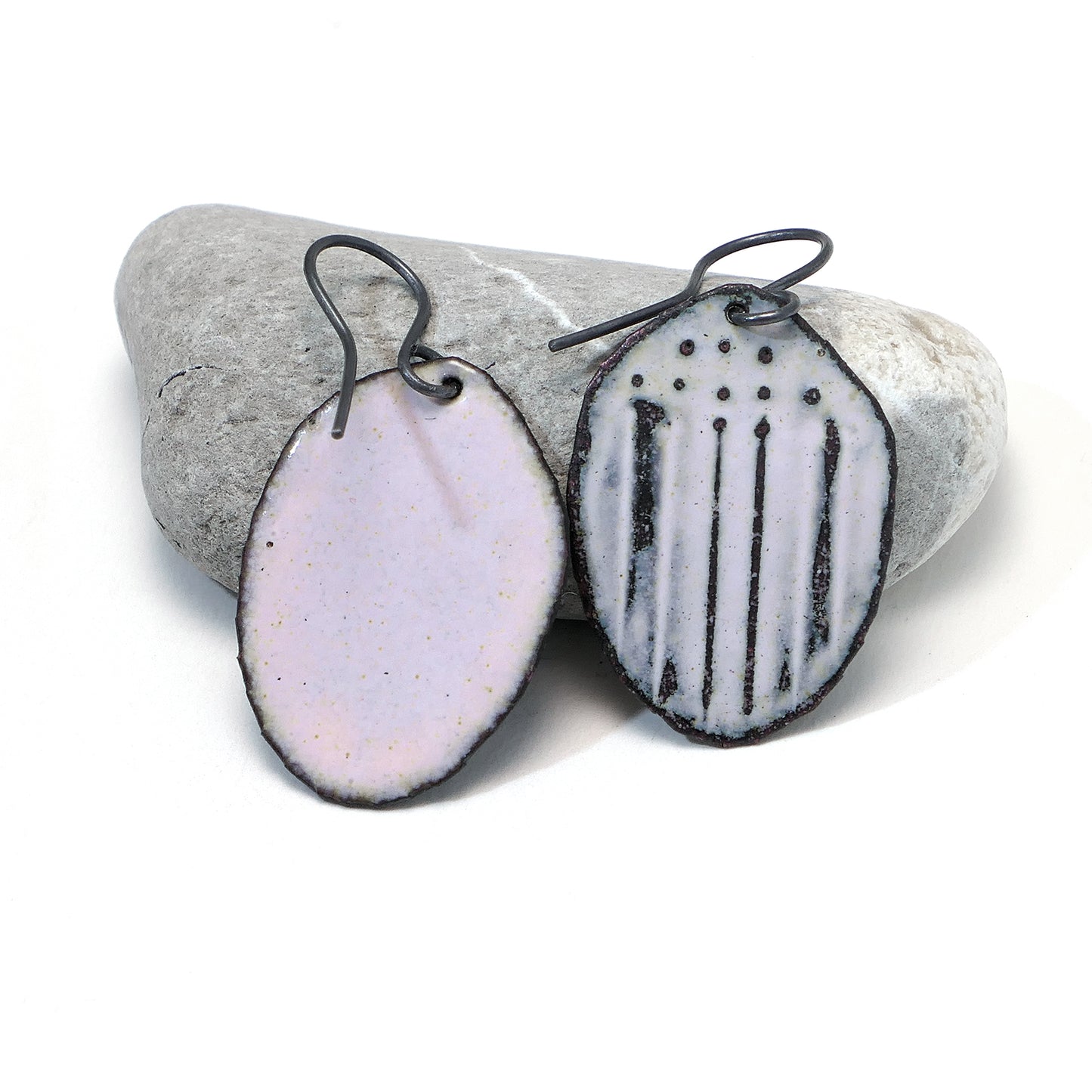 Light Pink earrings, dots and lines